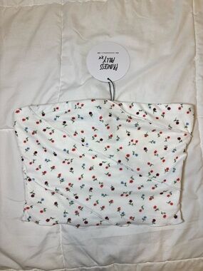 Strapless Top in White Floral